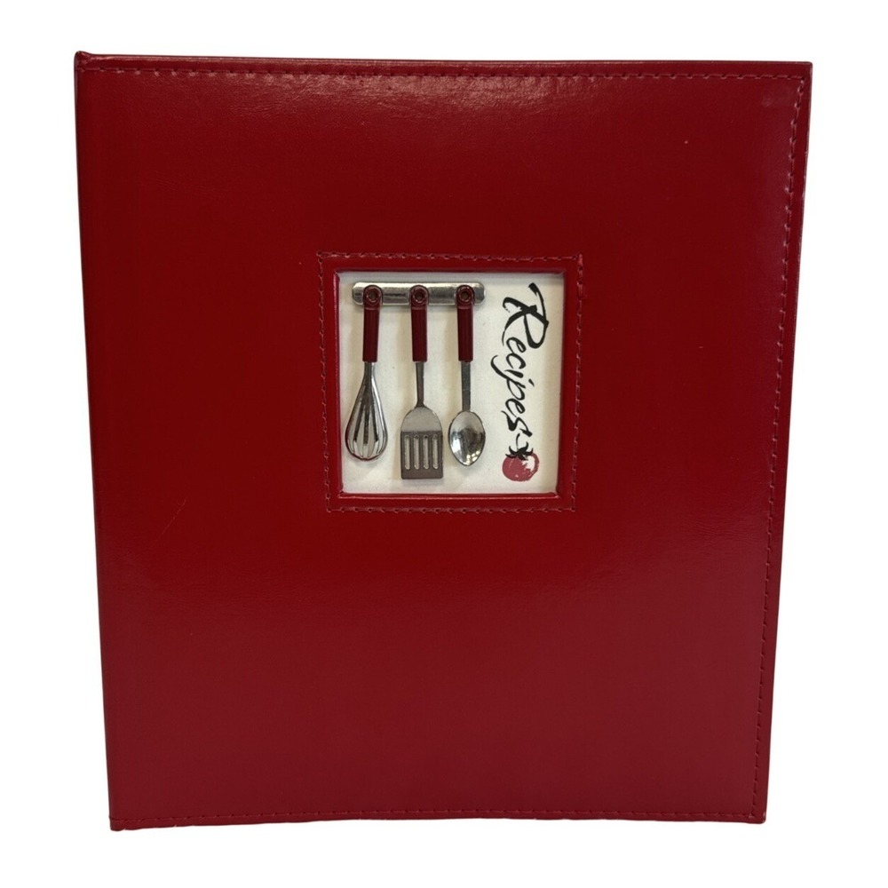 C.R. Gibson A La Carte Red Faux Leather Pocket Page Recipe Book Binder QP12-8949